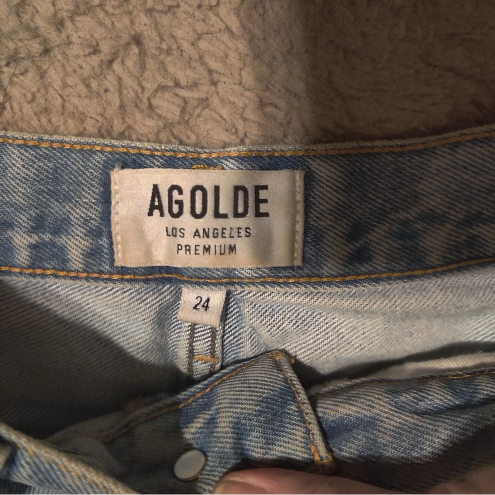 Agolde Parker Vintage Cut Off Light Blue Denim Shorts Swapmeet Jean Distressed - Picture 4 of 8